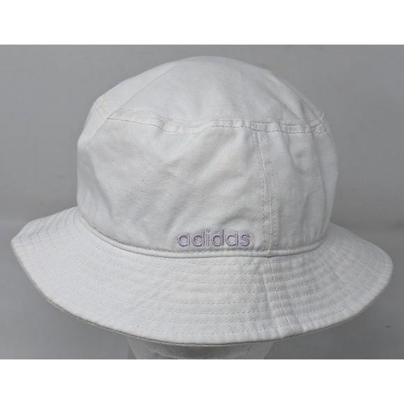 adidas Accessories - Adidas Aeroready‎ Bucket Hat Women White Canvas Pink Embroidered Lettering